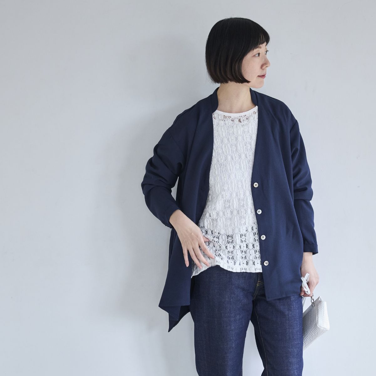 Kilka/アイロンいらずで家で洗えるVネックブラウスジャケット